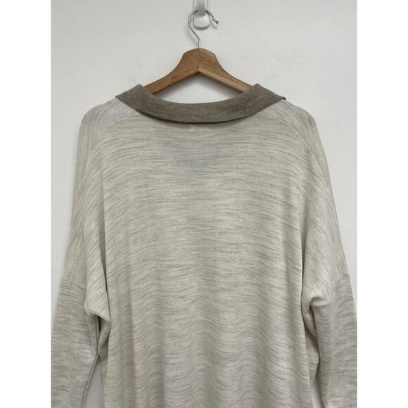 Mersea Catalina Polo Oversized Relaxed V-Neck 3/4 Sleeves Side Slits Sweater OS - Picture 5 of 13